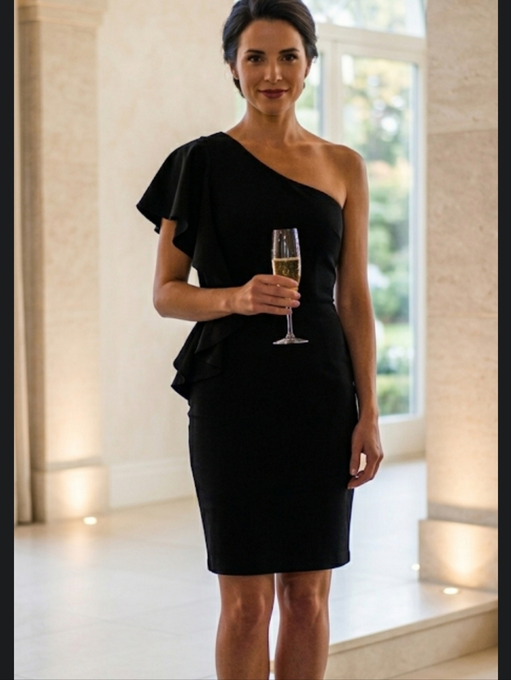 Lulus Asymmetrical Ruffle Black Dress Medium